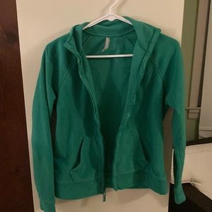 Green Fleece zip up in EUC